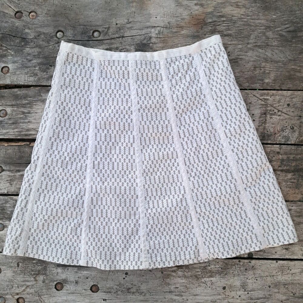 Proenza Schouler Womens High Waist Flare SKIRT Ivory Taupe Size 5 Small DESIGNER